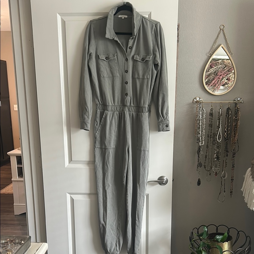 Z SUPPLY Utility Jumpsuit with Elastic Waist and Long Sleeves